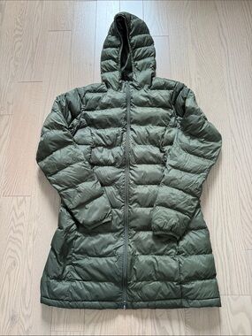 Women's Olive Green Amazon Essentials Quilted Hooded Jacket